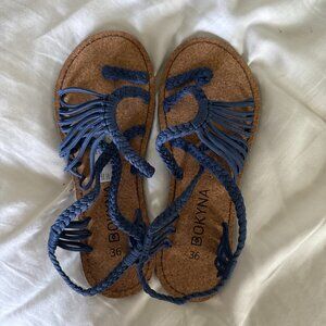 Bokyna solemate strappy blue sandals, barefoot style size 36